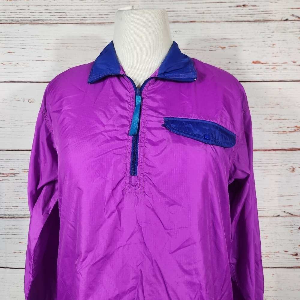 L.L. Bean Vintage Purple and Blue Quarter Zip Pullover Windbreaker Jacket - Picture 2 of 7